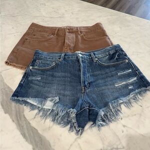 We The Free Blue and Brown Jean Cut-Off Shorts 2 pairs! Size 28